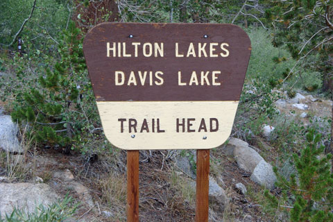 Sign at Hilton Lakes trailhead, Rock Creek Road, California
