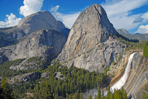 Nevada Fall, Liberty Cap, Half Dome, Yosemite National Park, California